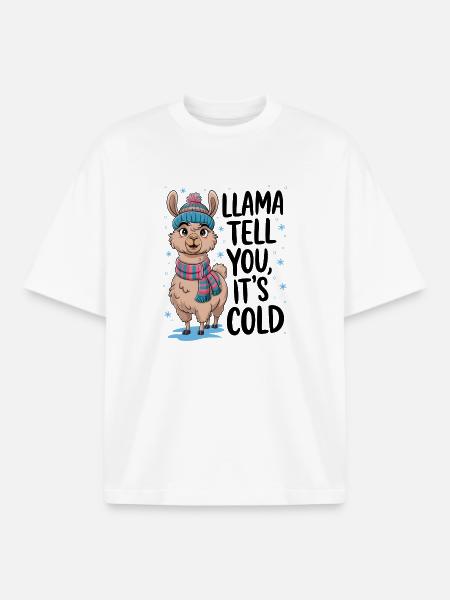Llama Tell You It's Cold - Boxy Heavyweight Unisex Organic T-Shirt by Stanley/Stella - white