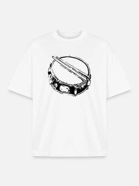 Snare - Drum - Percussion - Music - Boxy Heavyweight Unisex Organic T-Shirt by Stanley/Stella - white