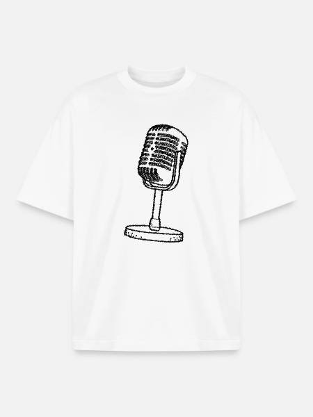 Mikrofon - Retro - gezeichnet - Boxy Heavyweight Unisex Organic T-Shirt von Stanley/Stella - Weiß