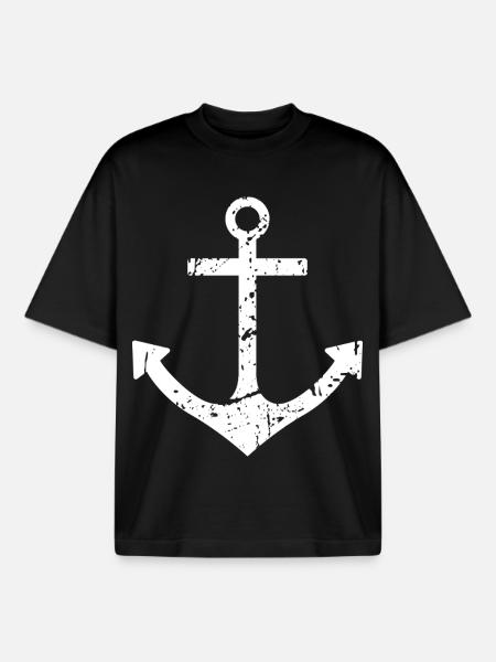 anchor - Boxy Heavyweight Unisex Organic T-Shirt by Stanley/Stella - black