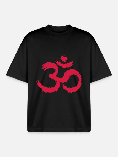 Om symbool hindoeïsme - Unisex boxy heavyweight biologisch T-shirt Stanley/Stella - zwart