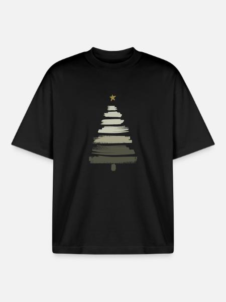 Christmas Tree - Boxy Heavyweight Unisex Organic T-Shirt by Stanley/Stella - black