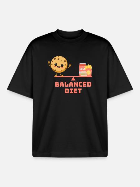 équilibré cookie fastfood Régime - T-shirt unisexe boxy épais biologique Stanley/Stella - noir