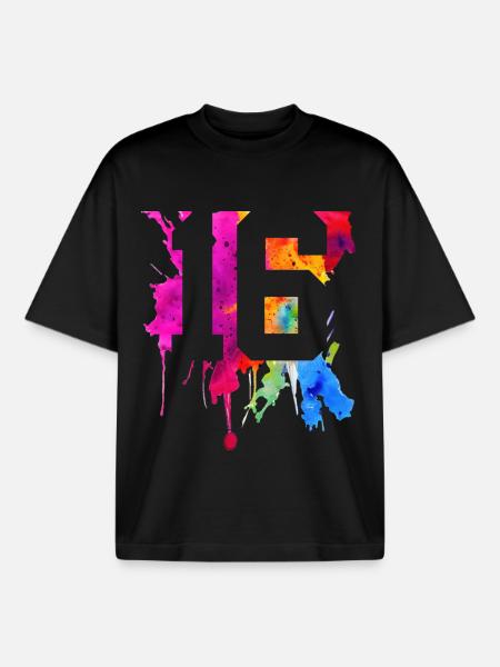 16 YEARS 16TH BIRTHDAY - Boxy Heavyweight Unisex Organic T-Shirt by Stanley/Stella - black