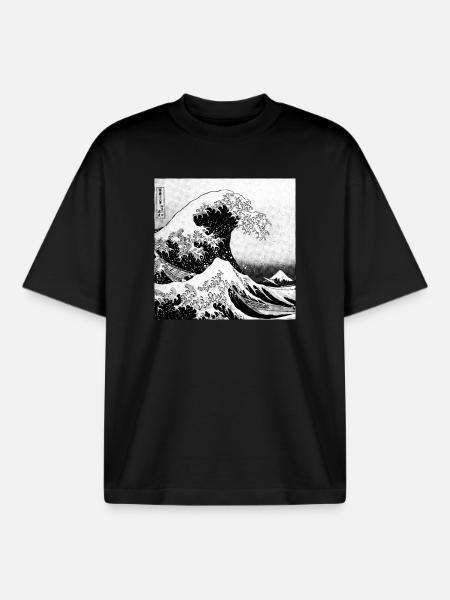 Japanese wave Kanagawa Style bd - Boxy Heavyweight Unisex Organic T-Shirt by Stanley/Stella - black