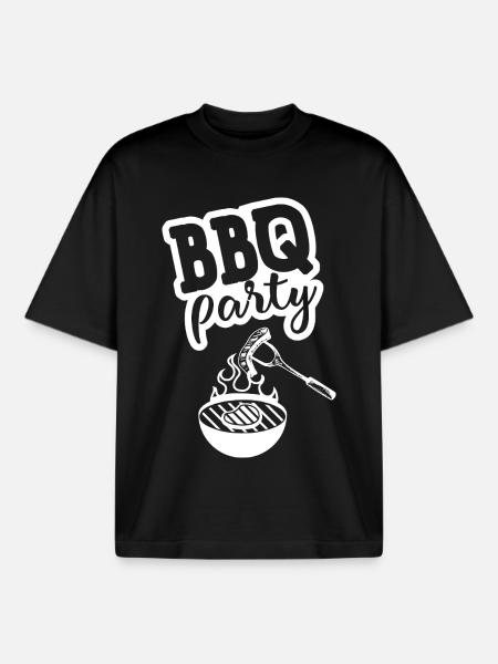BBQ PARTY Kitchen Apron - Boxy Heavyweight Unisex Organic T-Shirt by Stanley/Stella - black