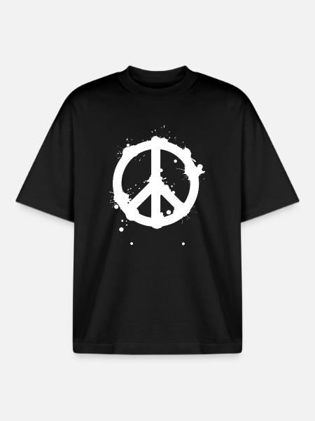 Peace Splash Guerrilla Print Style - Boxy Heavyweight Unisex Organic T-Shirt by Stanley/Stella - black