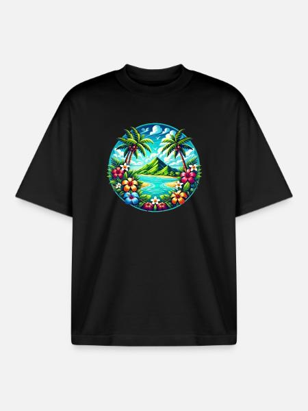 Caribbean Island Logo - Boxy Heavyweight Unisex Organic T-Shirt by Stanley/Stella - black