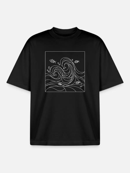 geometric ocean - Boxy Heavyweight Unisex Organic T-Shirt by Stanley/Stella - black