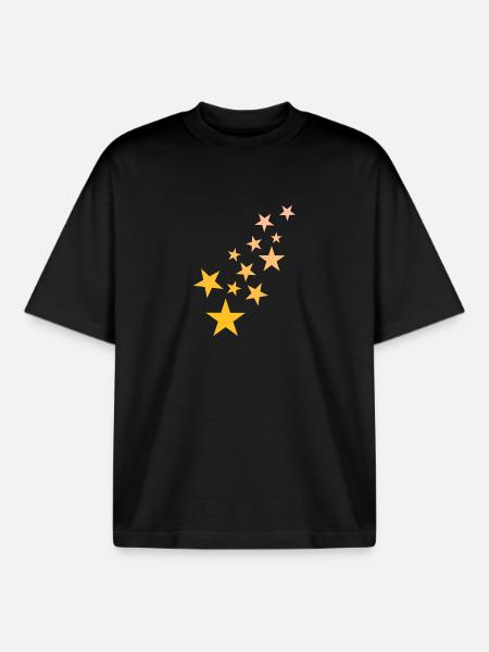 Star asterisk pattern starry sky - Boxy Heavyweight Unisex Organic T-Shirt by Stanley/Stella - black