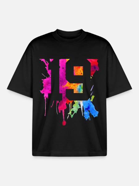 19 YEARS 19TH BIRTHDAY - Boxy Heavyweight Unisex Organic T-Shirt by Stanley/Stella - black
