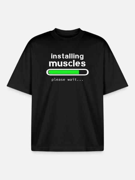 installing muscles - Boxy Heavyweight Unisex Organic T-Shirt by Stanley/Stella - black