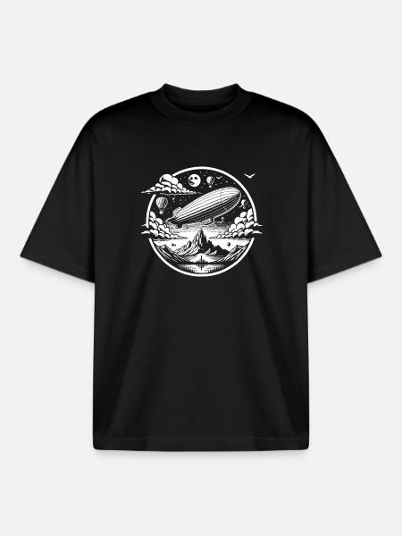 Logo de dirigeable - T-shirt unisexe boxy épais biologique Stanley/Stella - noir