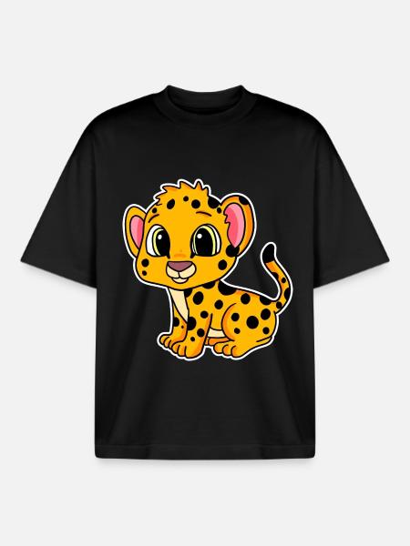 Bébé guépard - T-shirt unisexe boxy épais biologique Stanley/Stella - noir