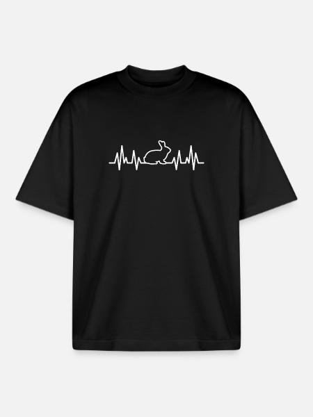 rabbit heartbeat - Boxy Heavyweight Unisex Organic T-Shirt by Stanley/Stella - black