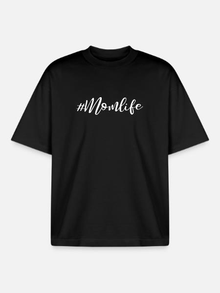 Momlife - Slogan Design - Boxy Heavyweight Unisex Organic T-Shirt by Stanley/Stella - black