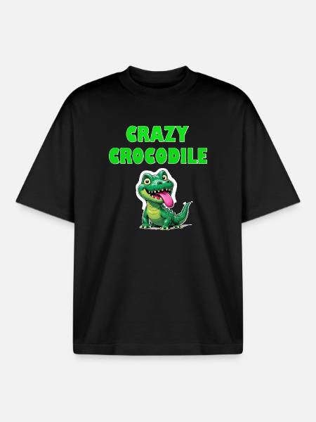 Crazy Crocodile - Boxy Heavyweight Unisex Organic T-Shirt by Stanley/Stella - black