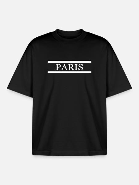 Paris France Chic - T-shirt unisexe boxy épais biologique Stanley/Stella - noir