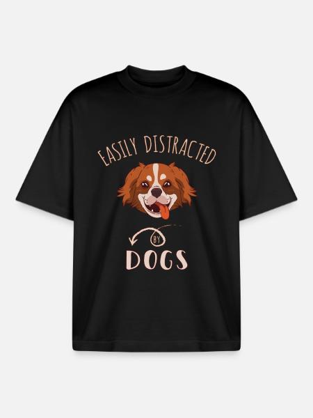 Easily Distracted By Dogs - Boxy Heavyweight Unisex Organic T-Shirt by Stanley/Stella - black
