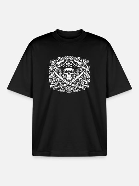 Pirate logo - Boxy Heavyweight Unisex Organic T-Shirt by Stanley/Stella - black
