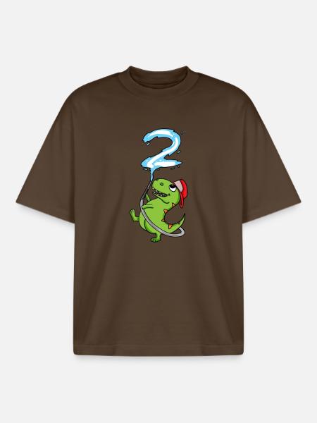 2nd birthday dinosaur fire department - Boxy Heavyweight Unisex Organic T-Shirt by Stanley/Stella - mocha
