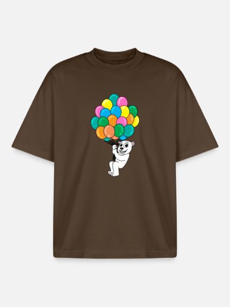 Polar bear balloon - Boxy Heavyweight Unisex Organic T-Shirt by Stanley/Stella - mocha