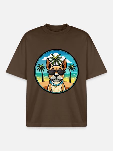 Braque Du Bourbonnais Hunderasse Cartoon Sonnenbrille - Boxy Heavyweight Unisex Organic T-Shirt von Stanley/Stella - Dunkelbraun
