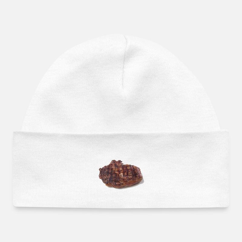 Steak - Bonnet bébé bio - blanc