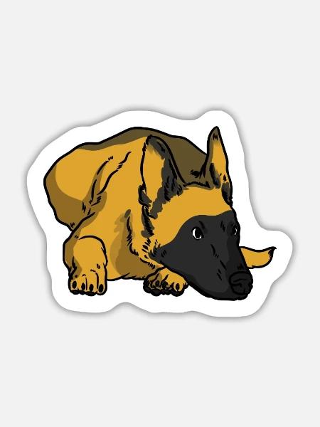 Wachsamer Malinois Gebrauchshund - Sticker Größe L (20 x 20 cm) - Mattweiß