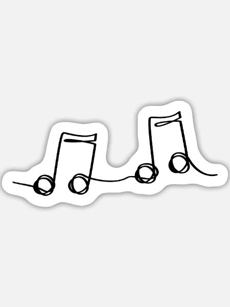 NotennotenMuster. Musik - Sticker Größe L (20 x 20 cm) - Mattweiß