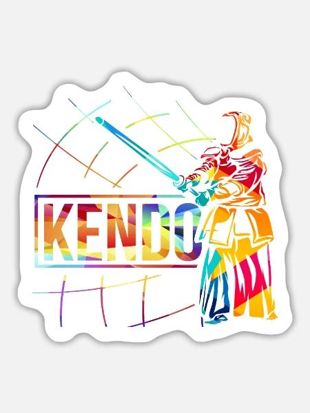 Traditionelles Kendo Bambustraining - Sticker Größe L (20 x 20 cm) - Mattweiß
