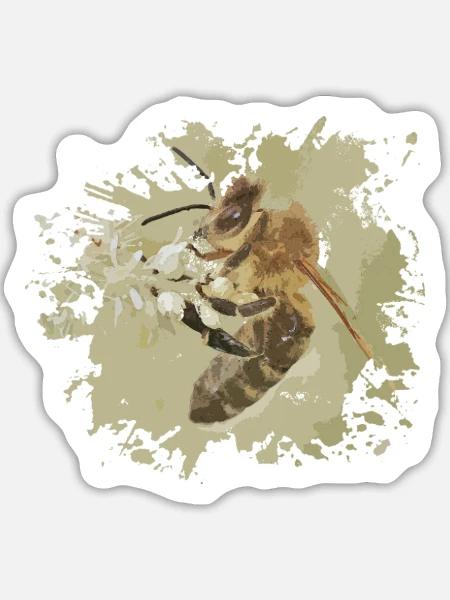 Biene - Sticker Größe L (20 x 20 cm) - Mattweiß