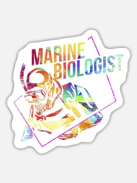 Neugierige Meeresbiologin Tiefsee - Sticker Größe L (20 x 20 cm) - Mattweiß