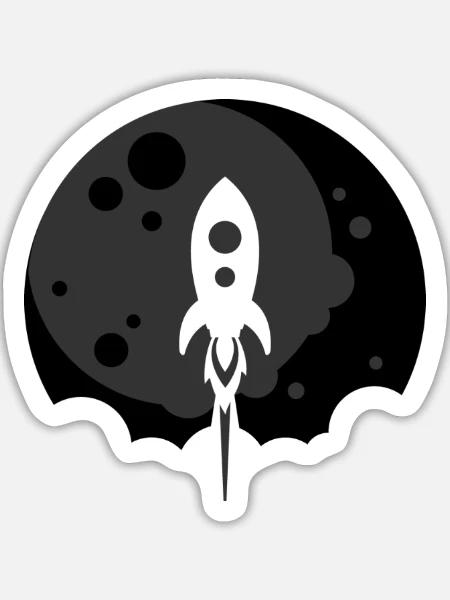 Rocket to the Moon - Schwarz - Sticker Größe L (20 x 20 cm) - Mattweiß