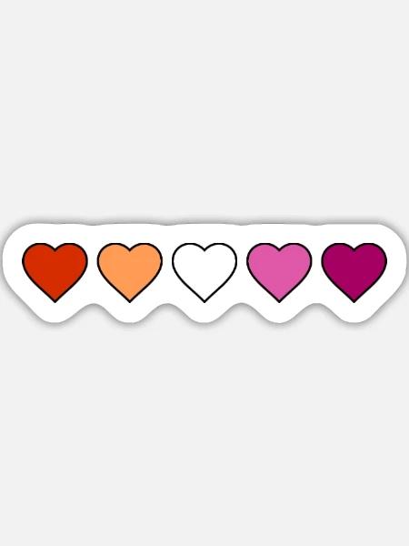 Lesbisch Lesbe Lesben Herzen - Sticker Größe L (20 x 20 cm) - Mattweiß