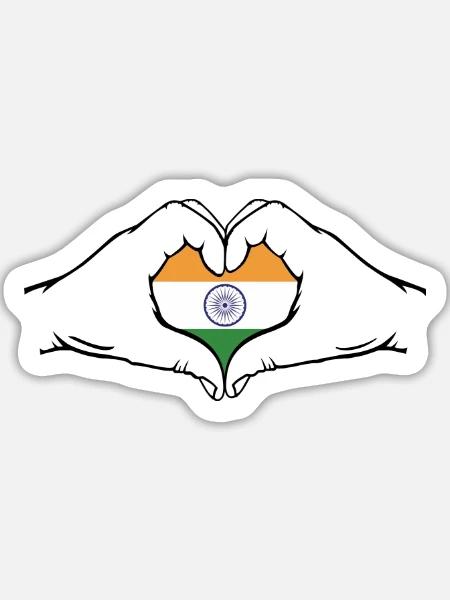 Indien Flagge Herzform - Sticker Größe L (20 x 20 cm) - Mattweiß