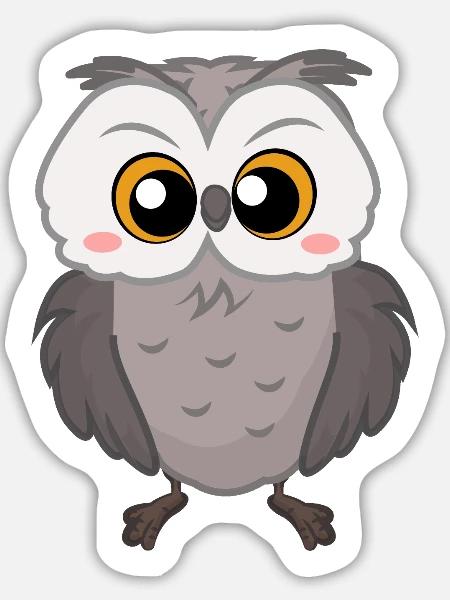 Eule - Sticker Größe L (20 x 20 cm) - Mattweiß