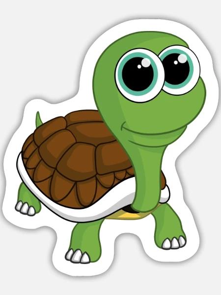 Comic Schildkröte - Sticker Größe L (20 x 20 cm) - Mattweiß