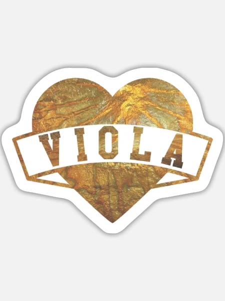 Viola Herzen Gold - Sticker Größe L (20 x 20 cm) - Mattweiß