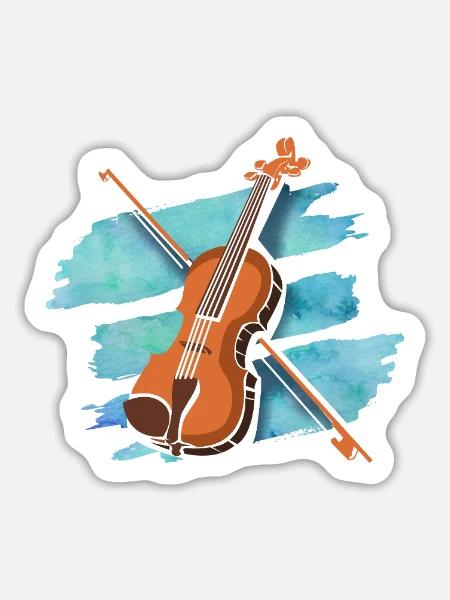 Eleganter Geigenbogen Virtuose - Sticker Größe L (20 x 20 cm) - Mattweiß