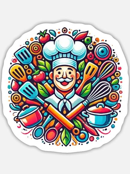 Chefkoch Logo - Sticker Größe L (20 x 20 cm) - Mattweiß
