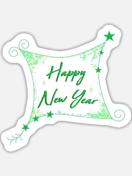 Happy New Year Silvester - Sticker Größe L (20 x 20 cm) - Mattweiß