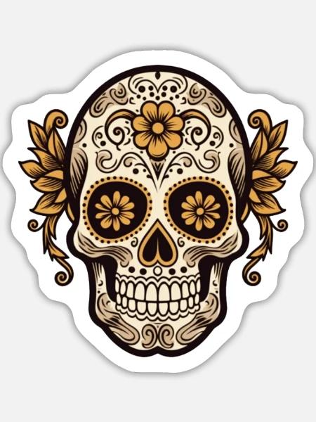 Calavera Sugar Skull - Sticker Größe L (20 x 20 cm) - Mattweiß