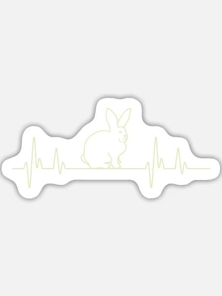 Heartbeat Hase - Sticker Größe L (20 x 20 cm) - Mattweiß