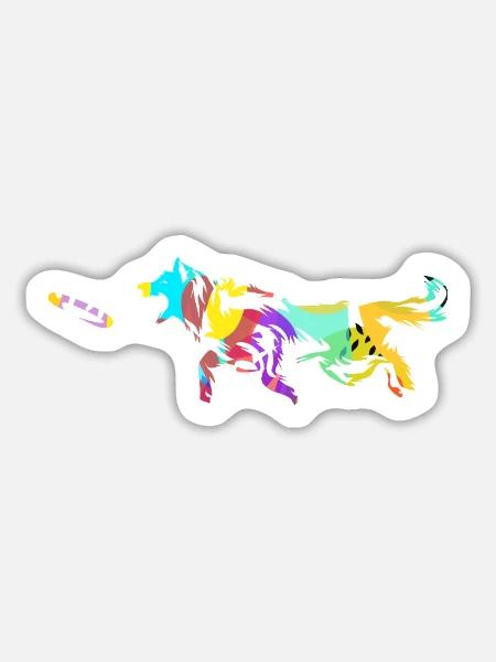 Rasender Discdogging Hundesportler - Sticker Größe L (20 x 20 cm) - Mattweiß