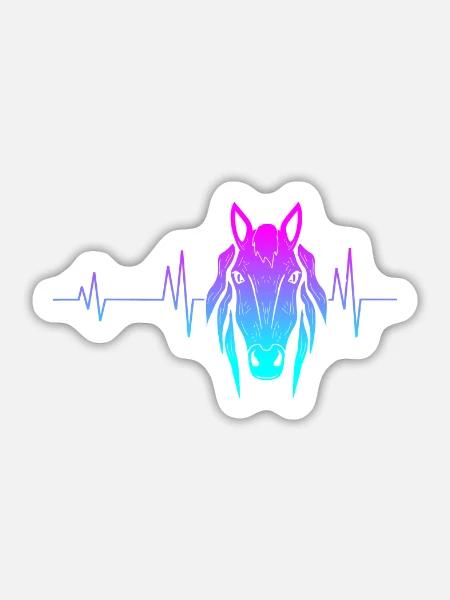Pferd Herzschlag - Sticker Größe L (20 x 20 cm) - Mattweiß