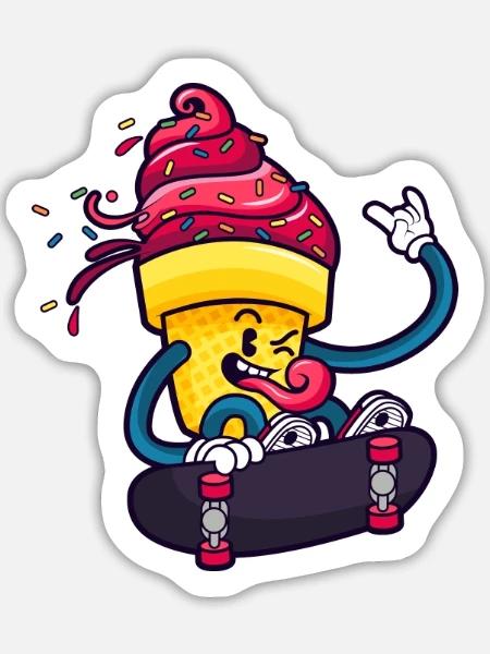 Schlittschuh - Sticker Größe L (20 x 20 cm) - Mattweiß