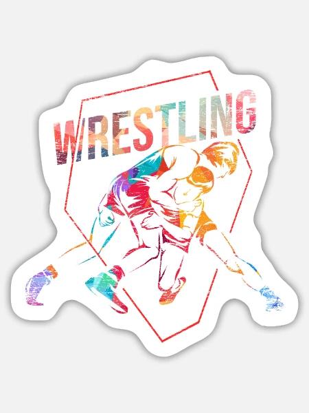 Geschmeidiger Ringkämpfer Bodenkampf - Sticker Größe L (20 x 20 cm) - Mattweiß