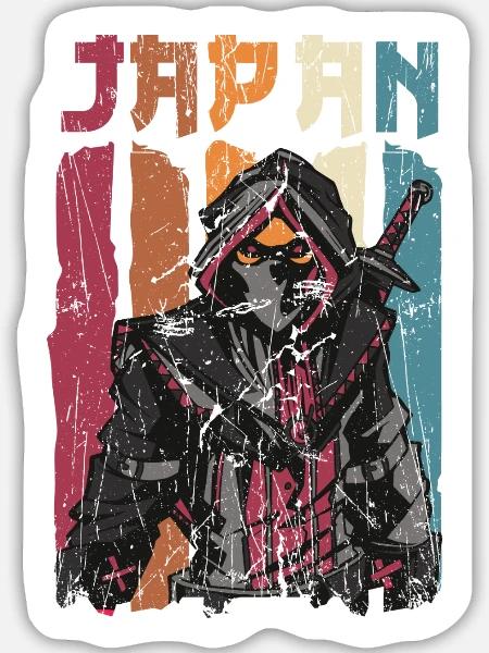 Japan Samurai Ninja Krieger - Sticker Größe L (20 x 20 cm) - Mattweiß