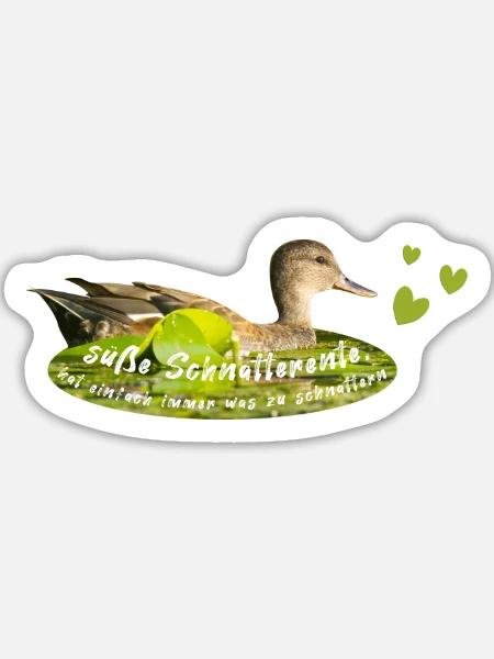 Schnatterente schnattern Quasselstrippe - Sticker Größe L (20 x 20 cm) - Mattweiß